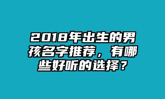 2018年出生的男孩名字推荐，有哪些好听的选择？