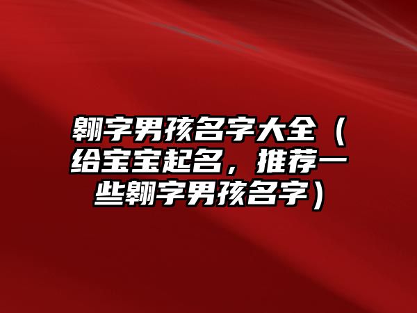 翱字男孩名字大全（给宝宝起名，推荐一些翱字男孩名字）