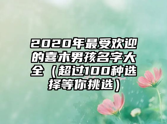 2020年最受欢迎的喜木男孩名字大全（超过100种选择等你挑选）