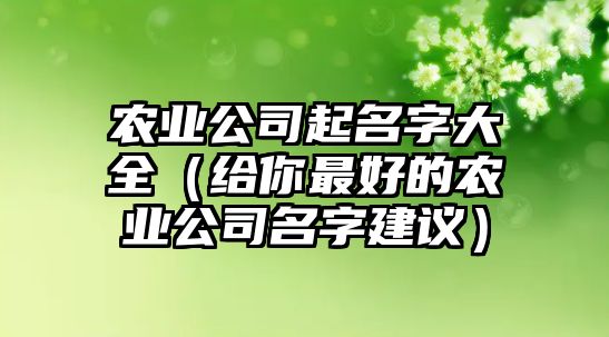 农业公司起名字大全（给你最好的农业公司名字建议）