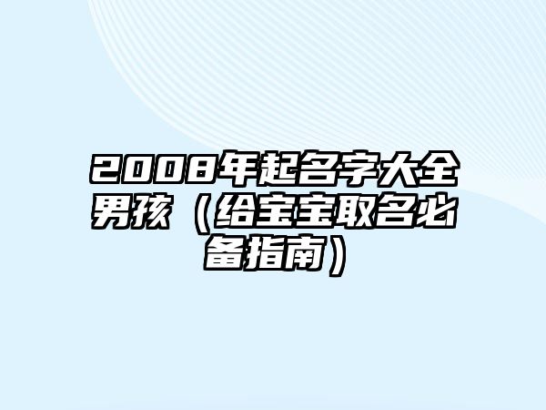 2008年起名字大全男孩（给宝宝取名必备指南）