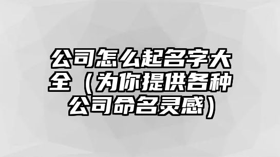 公司怎么起名字大全（为你提供各种公司命名灵感）