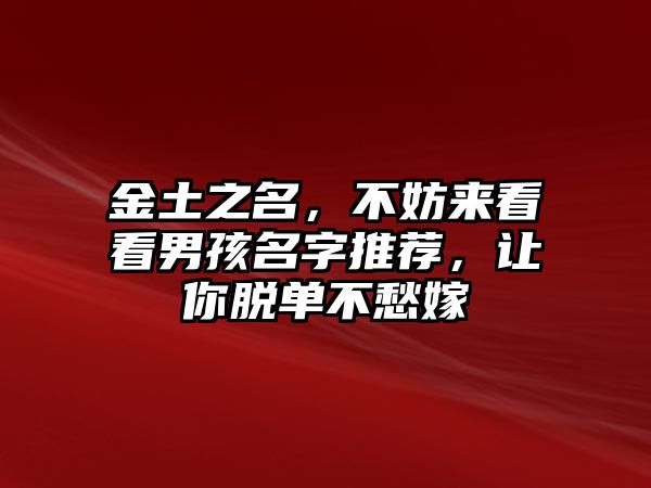 金土之名，不妨来看看男孩名字推荐，让你脱单不愁嫁