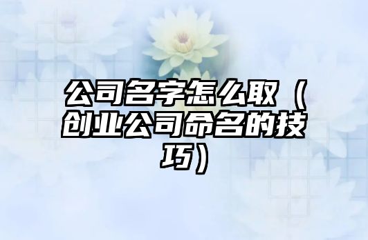 公司名字怎么取（创业公司命名的技巧）