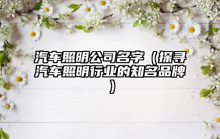 汽车照明公司名字（探寻汽车照明行业的知名品牌）