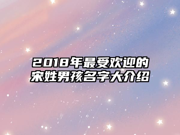 2018年最受欢迎的宋姓男孩名字大介绍