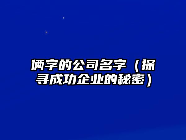 俩字的公司名字（探寻成功企业的秘密）