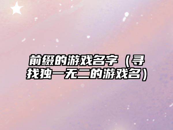 前缀的游戏名字（寻找独一无二的游戏名）