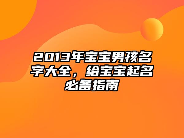 2013年宝宝男孩名字大全，给宝宝起名必备指南