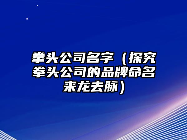 拳头公司名字（探究拳头公司的品牌命名来龙去脉）