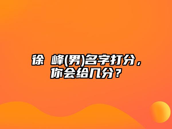 徐珺峰(男)名字打分，你会给几分？