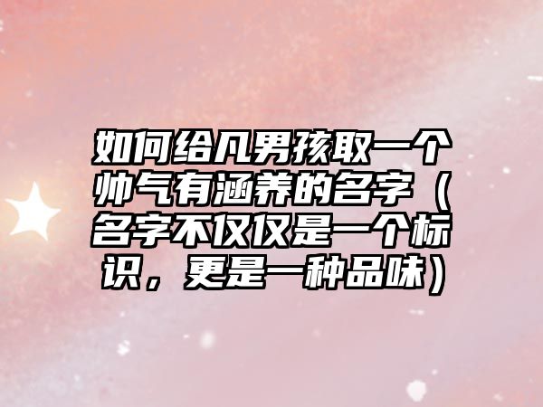 如何给凡男孩取一个帅气有涵养的名字（名字不仅仅是一个标识，更是一种品味）