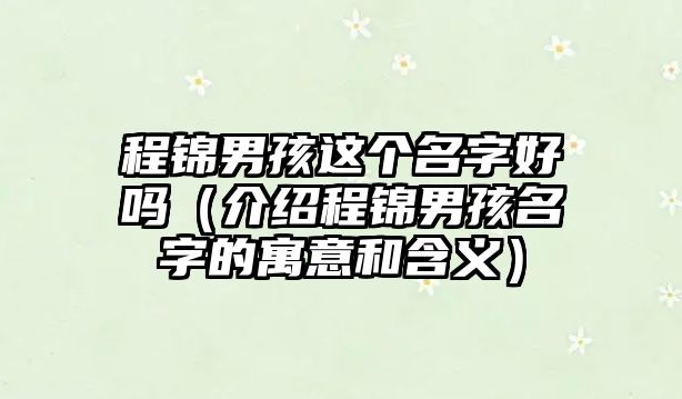 程锦男孩这个名字好吗（介绍程锦男孩名字的寓意和含义）