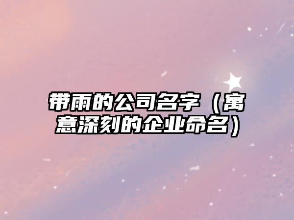 带雨的公司名字（寓意深刻的企业命名）