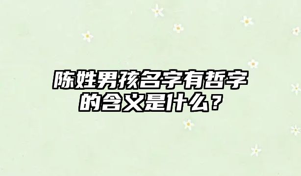 陈姓男孩名字有哲字的含义是什么？