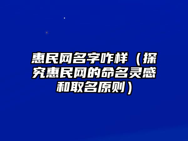 惠民网名字咋样（探究惠民网的命名灵感和取名原则）