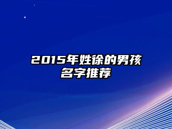 2015年姓徐的男孩名字推荐