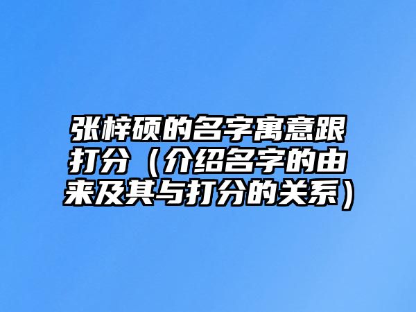 张梓硕的名字寓意跟打分（介绍名字的由来及其与打分的关系）