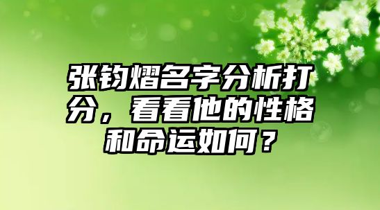 张钧熠名字分析打分，看看他的性格和命运如何？