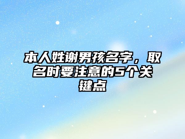 本人姓谢男孩名字，取名时要注意的5个关键点