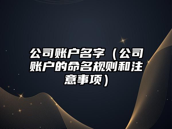 公司账户名字（公司账户的命名规则和注意事项）