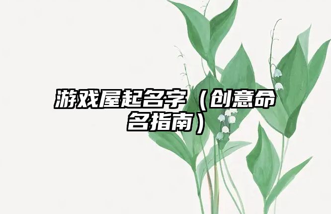 游戏屋起名字（创意命名指南）