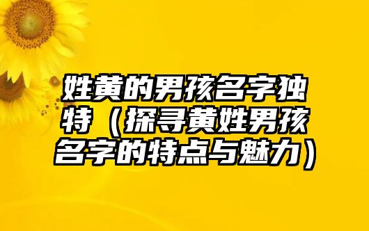 姓黄的男孩名字独特（探寻黄姓男孩名字的特点与魅力）