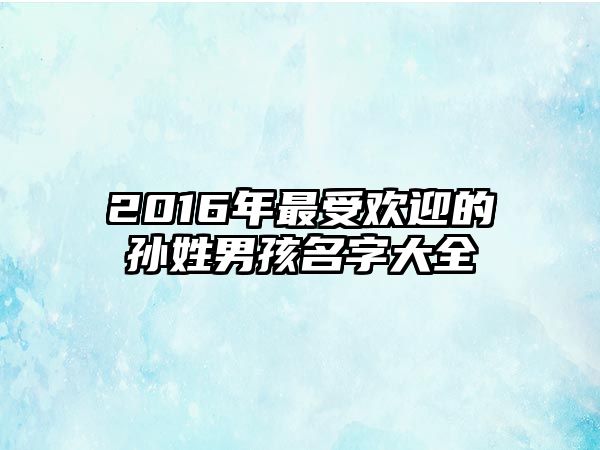 2016年最受欢迎的孙姓男孩名字大全