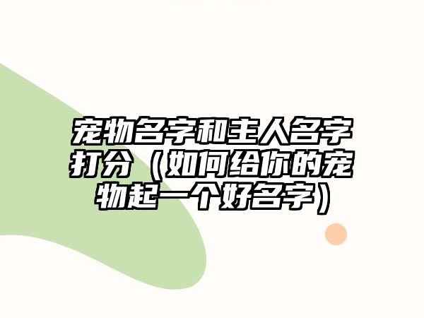 宠物名字和主人名字打分（如何给你的宠物起一个好名字）