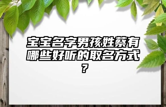 宝宝名字男孩姓蔡有哪些好听的取名方式？