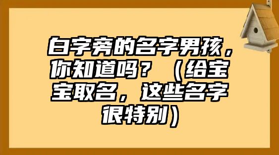 白字旁的名字男孩，你知道吗？（给宝宝取名，这些名字很特别）