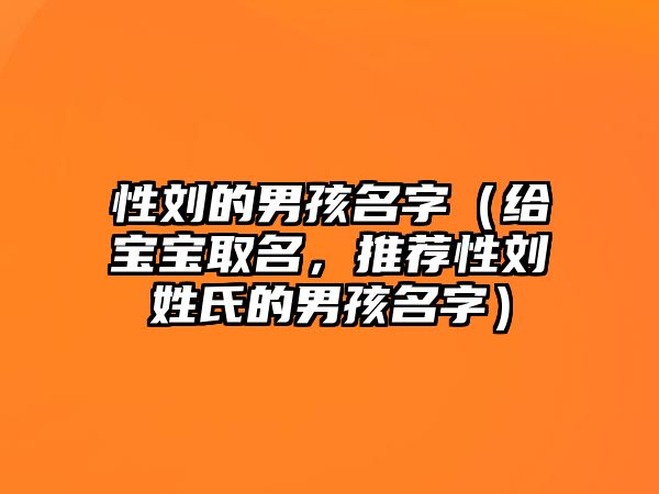 性刘的男孩名字（给宝宝取名，推荐性刘姓氏的男孩名字）