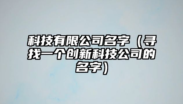 科技有限公司名字（寻找一个创新科技公司的名字）