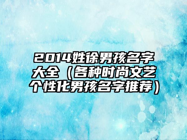 2014姓徐男孩名字大全（各种时尚文艺个性化男孩名字推荐）