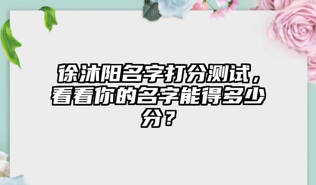 徐沐阳名字打分测试，看看你的名字能得多少分？