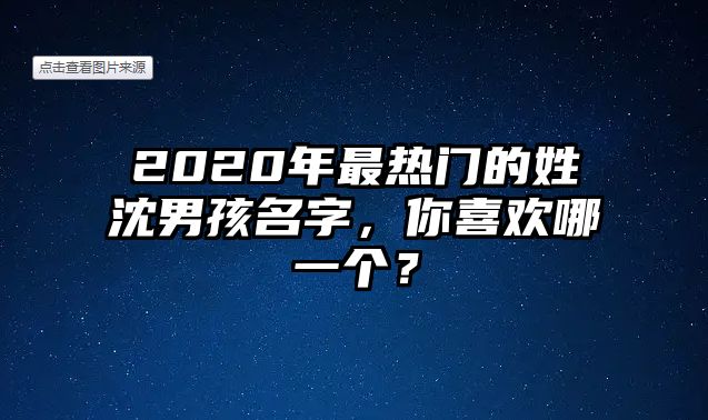 2020年最热门的姓沈男孩名字，你喜欢哪一个？