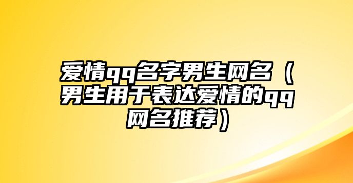 爱情qq名字男生网名（男生用于表达爱情的qq网名推荐）