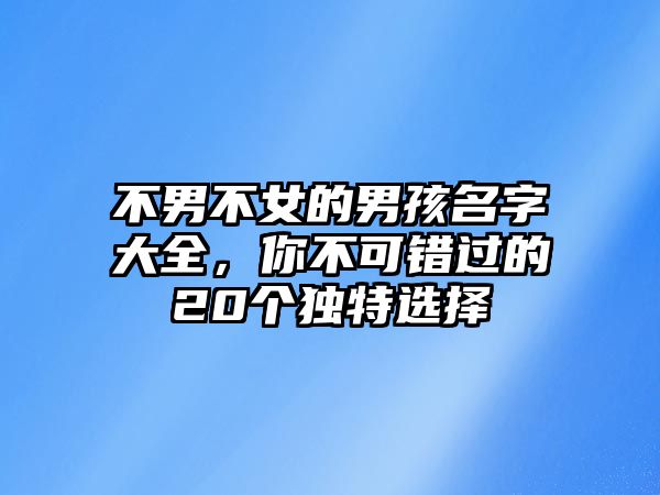 不男不女的男孩名字大全，你不可错过的20个独特选择