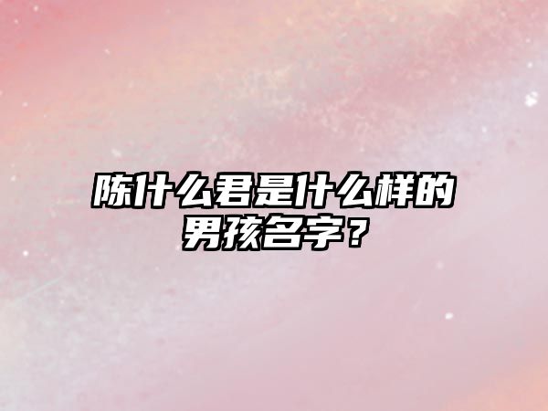 陈什么君是什么样的男孩名字？