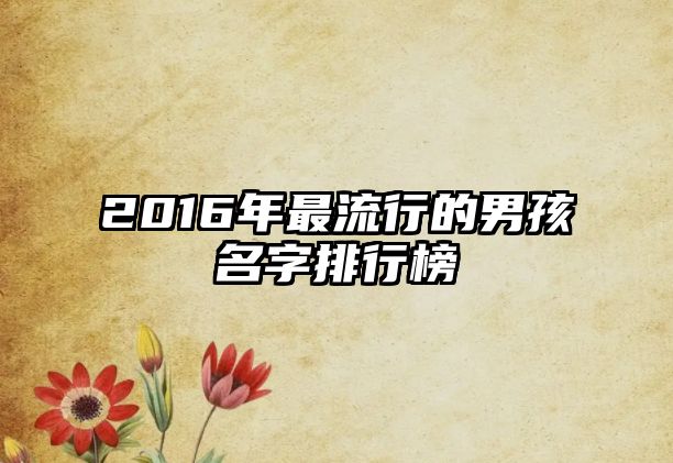 2016年最流行的男孩名字排行榜