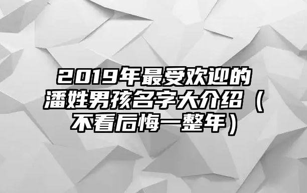 2019年最受欢迎的潘姓男孩名字大介绍（不看后悔一整年）