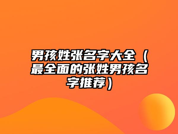 男孩姓张名字大全（最全面的张姓男孩名字推荐）