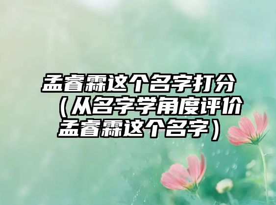 孟睿霖这个名字打分（从名字学角度评价孟睿霖这个名字）