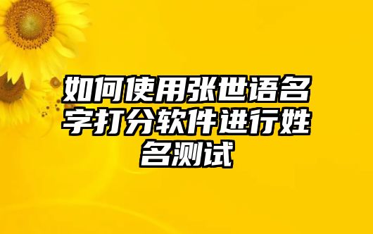 如何使用张世语名字打分软件进行姓名测试