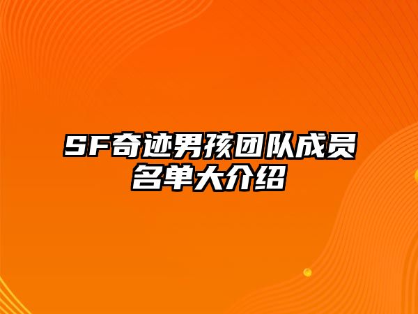 SF奇迹男孩团队成员名单大介绍