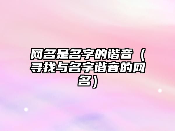 网名是名字的谐音（寻找与名字谐音的网名）