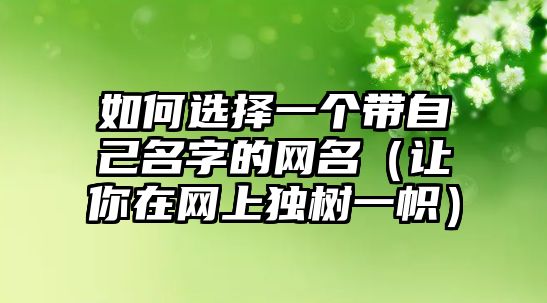 如何选择一个带自己名字的网名（让你在网上独树一帜）