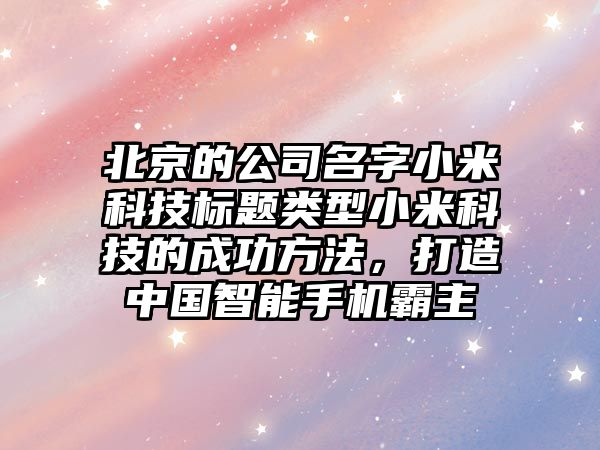 北京的公司名字小米科技标题类型小米科技的成功方法，打造中国智能手机霸主