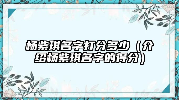 杨紫琪名字打分多少（介绍杨紫琪名字的得分）