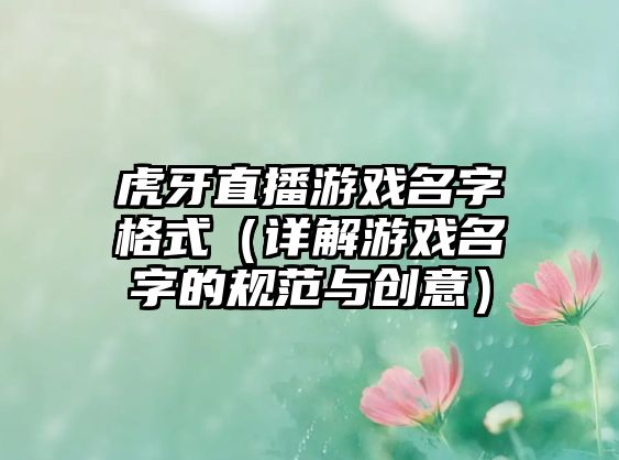 虎牙直播游戏名字格式（详解游戏名字的规范与创意）